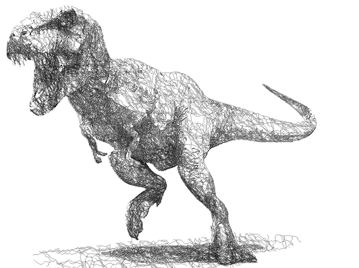 Scribble line drawing if a dinosaur.
